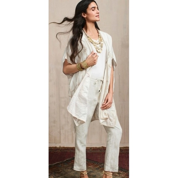 Chico’s Cream Embroidered Ruana Wrap Kimono Cardigan One Size Cotton Blend - Picture 15 of 15